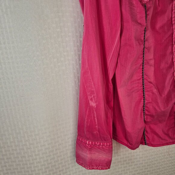 Roar Pink Embroidered Western Button-Down Shirt With Zipper detail - Picture 10 of 11
